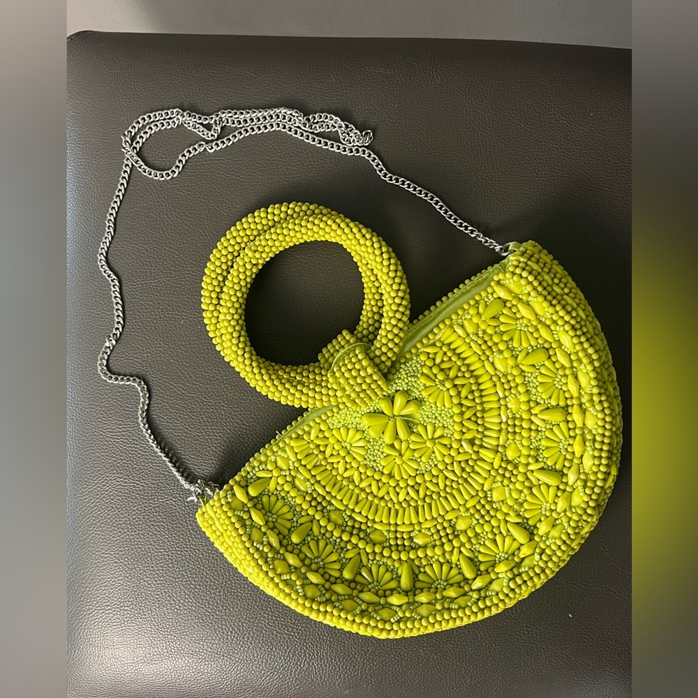 Beaded Lime Green Handbag